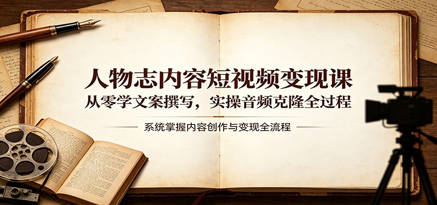 人物志内容短视频变现课：从零学文案撰写，实操音频克隆全过程-海之城短剧项目