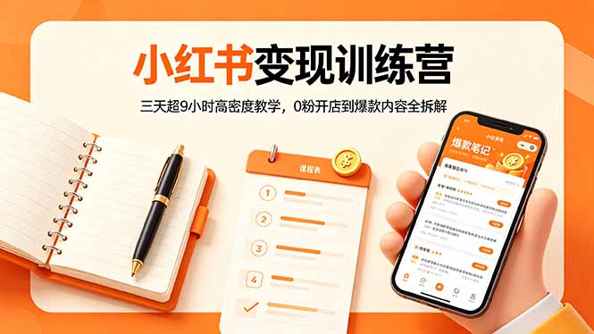 小红书变现训练营：三天超9小时高密度教学，0粉开店到爆款内容全拆解-海之城短剧项目
