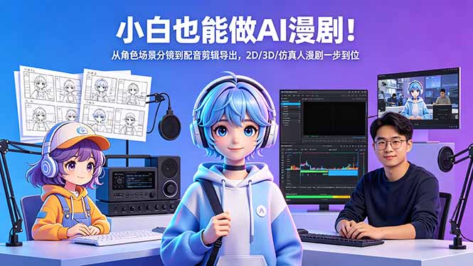 小白也能做AI漫剧！从角色场景分镜到配音剪辑导出，2D/3D/仿真人漫剧一步到位-海之城短剧项目