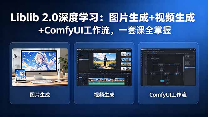 Liblib 2.0深度学习：图片生成+视频生成+ComfyUI工作流，一套课全掌握-海之城短剧项目