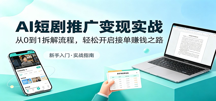 AI短剧推广变现实战：从0到1拆解流程，轻松开启接单赚钱之路-海之城短剧项目