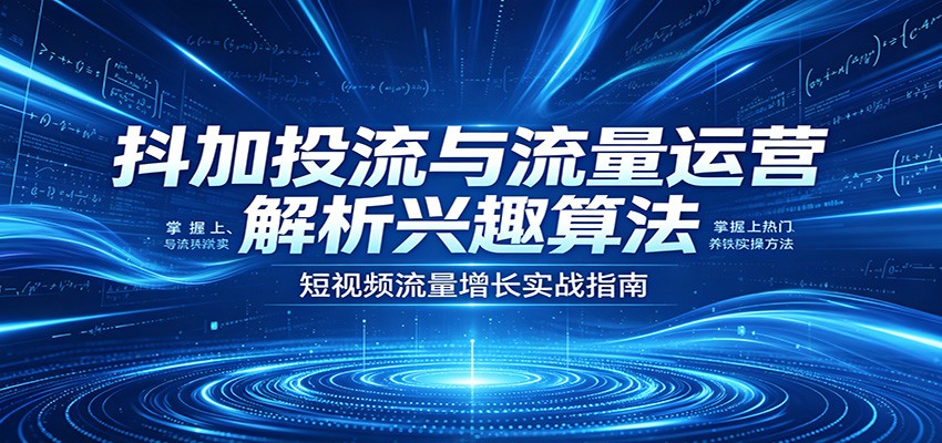 抖加投流与流量运营：解析兴趣算法，掌握上热门、养铁粉实操方法-海之城短剧项目