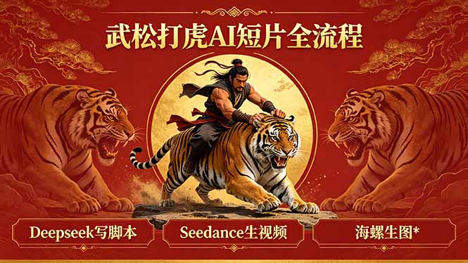 武松打虎AI短片全流程：Deepseek写脚本+Seedance生视频+海螺生图-海之城短剧项目
