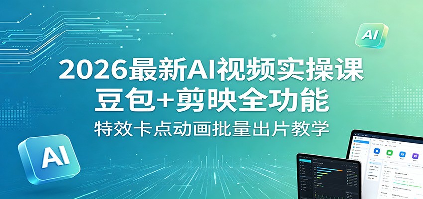 2026最新AI视频实操课：豆包+剪映全功能，特效卡点动画批量出片教学-海之城短剧项目