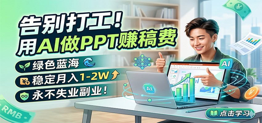 告别打工！用AI做PPT赚稿费，绿色蓝海，稳定月入1-2W，永不失业副业！-海之城短剧项目