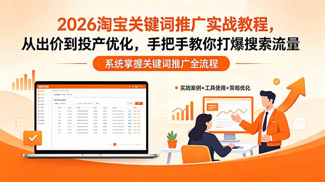 2026淘宝关键词推广实战教程，，从出价到投产优化，手把手教你打爆搜索流量-海之城短剧项目