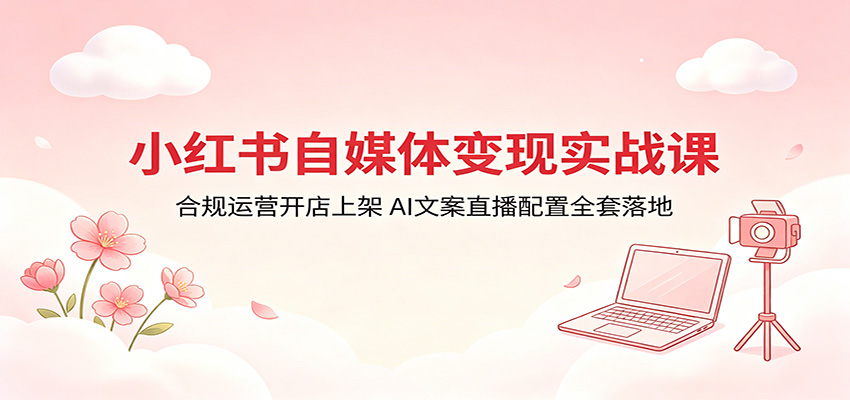 小红书自媒体变现实战课：合规运营开店上架，AI文案直播配置全套落地-海之城短剧项目