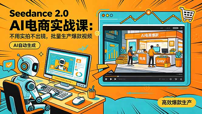Seedance 2.0 AI电商实战课：不用实拍不出镜，批量生产爆款视频打爆GMV-海之城短剧项目