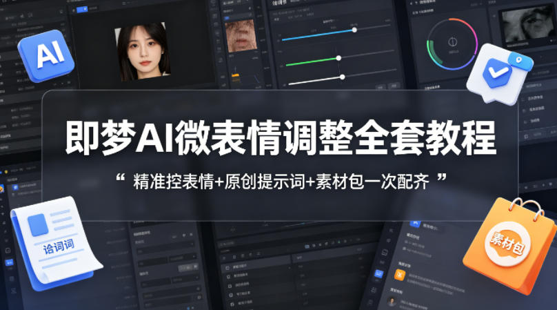 即梦AI微表情调整全套教程，精准控表情+原创提示词+素材包一次配齐-海之城短剧项目
