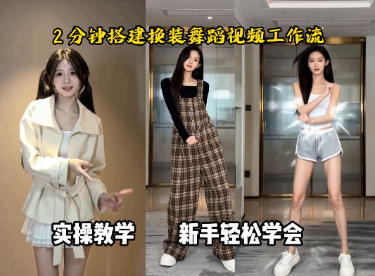 通过Coze工作流，制作《跳舞卡点换装视频》，两分钟制作完成，从0到1演示搭建过程-海之城短剧项目