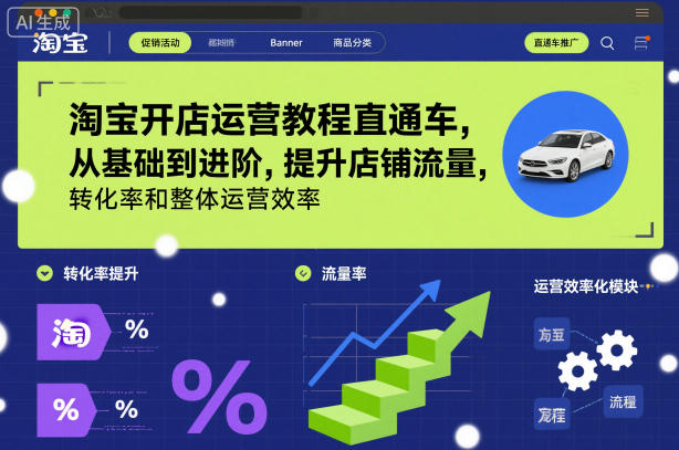 淘宝开店运营教程直通车，从基础到进阶，提升店铺流量，转化率和整体运营效率（更新26年4月14日）-海之城短剧项目
