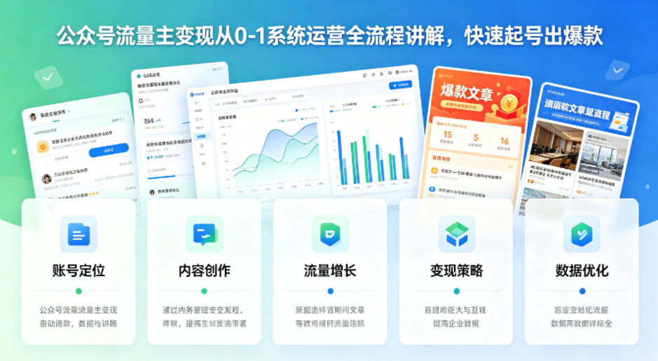 公众号流量主变现从0-1系统运营全流程讲解，快速起号出爆款-海之城短剧项目