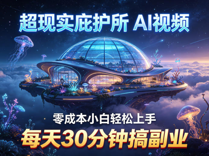 超现实庇护所AI视频项目拆解，零成本小白轻松上手，每天30分钟搞副业-海之城短剧项目