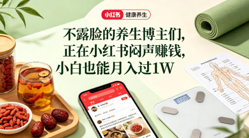 小红书健康养生科普图文赛道，不露脸的养生博主们，正在小红书闷声賺钱，小白也能月入过1W-海之城短剧项目