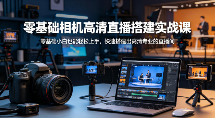 零基础相机高清直播间搭建实战课，小白也能轻松上手，快速搭建出高清专业的直播间-海之城短剧项目