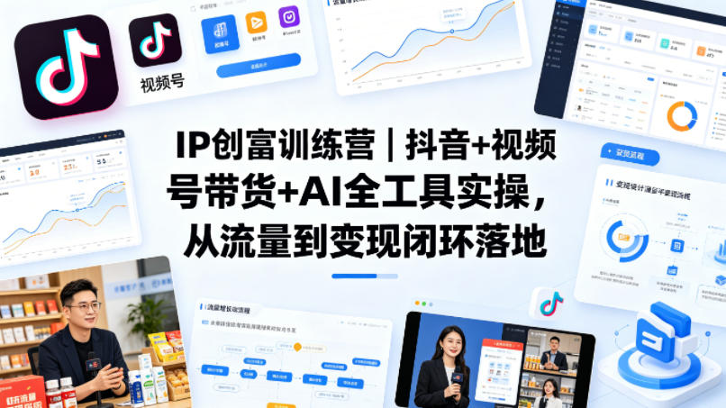 IP创富训练营｜抖音+视频号带货+AI全工具实操，从流量到变现闭环落地-海之城短剧项目
