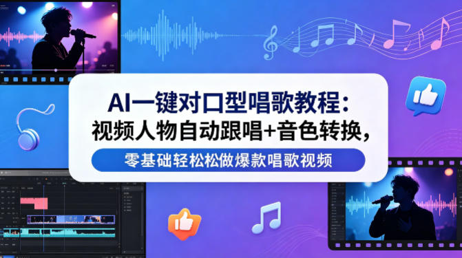 AI一键对口型唱歌教程：视频人物自动跟唱+音色转换，零基础轻松做爆款唱歌视频-海之城短剧项目