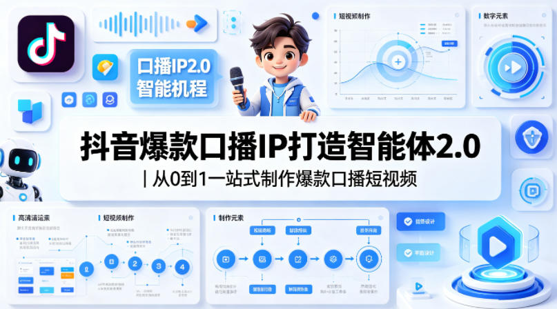抖音爆款口播IP打造智能体2.0｜从0到1一站式制作爆款口播短视频-海之城短剧项目