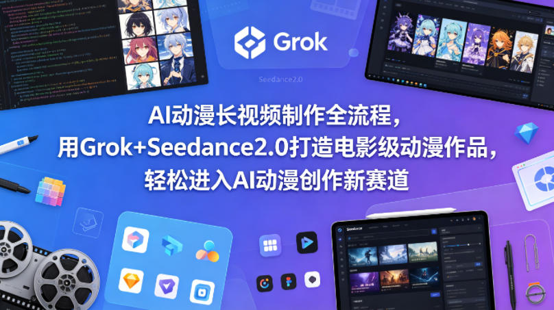 AI动漫长视频制作全流程，用Grok+Seedance2.0打造电影级动漫作品，轻松进入AI动漫创作新赛道-海之城短剧项目