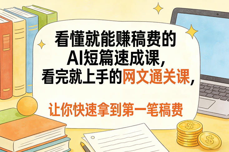 看懂就能賺稿费的AI短篇速成课，看完就上手的网文通关课，让你快速拿到第一笔稿费（更新4月）-海之城短剧项目