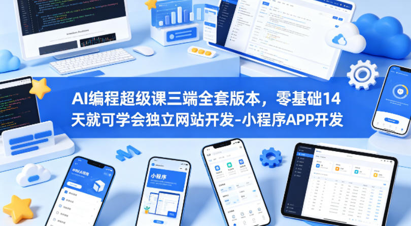 AI编程超级课三端全套版本，零基础14天就可学会独立网站开发-小程序APP开发-海之城短剧项目