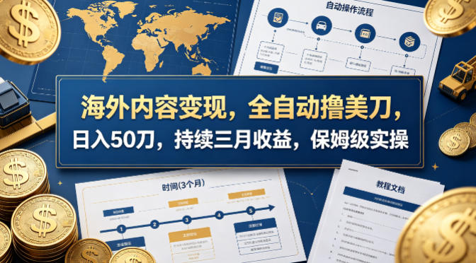 海外内容变现，全自动撸美刀，日入50刀，持续三月收益，保姆级实操-海之城短剧项目