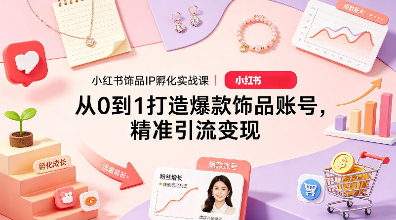 小红书饰品IP孵化实战课｜从0到1打造爆款饰品账号，精准引流变现-海之城短剧项目