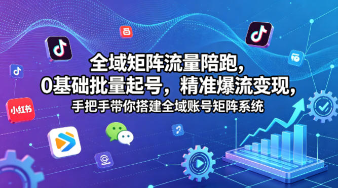 全域矩阵流量陪跑，0基础批量起号，精准爆流变现，手把手带你搭建全域账号矩阵系统-海之城短剧项目
