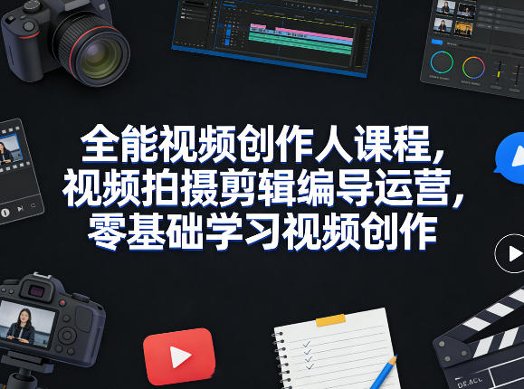 全能视频创作人课程，视频拍摄剪辑编导运营，零基础学习视频创作（更新2026年4月）-海之城短剧项目