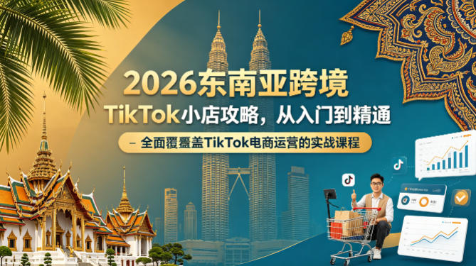 2026东南亚跨境TikTok小店攻略，从入门到精通、全面覆盖TikTok电商运营的实战课程（更新4月）-海之城短剧项目