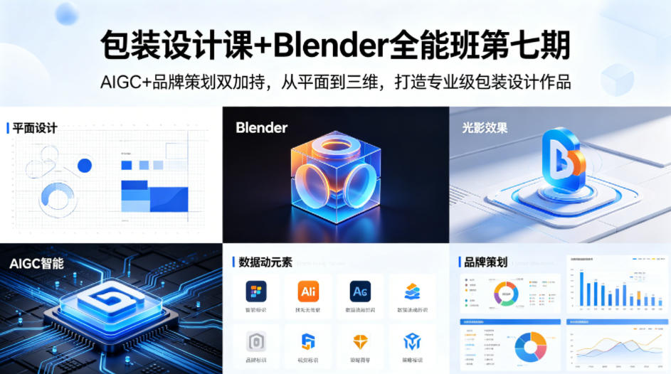 包装设计课+Blender全能班第七期，AIGC+品牌策划双加持，从平面到三维，打造专业级包装设计作品-海之城短剧项目