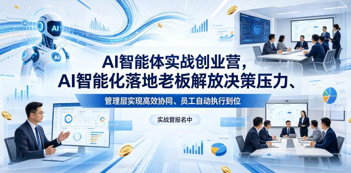 AI智能体实战创业营26年4月23-25号线下课，AI智能化落地老板解放决策压力、管理层实现高效协同、员工自动执行到位-海之城短剧项目
