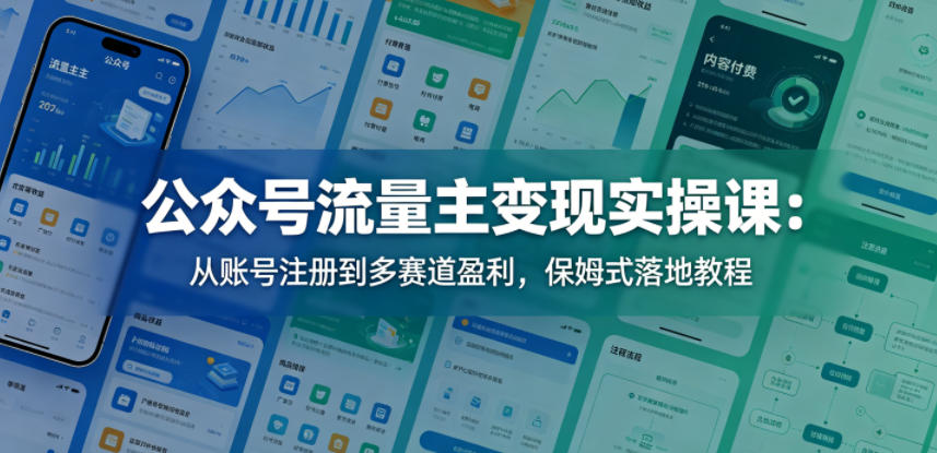 公众号流量主变现实操课：从账号注册到多赛道盈利，保姆式落地教程-海之城短剧项目