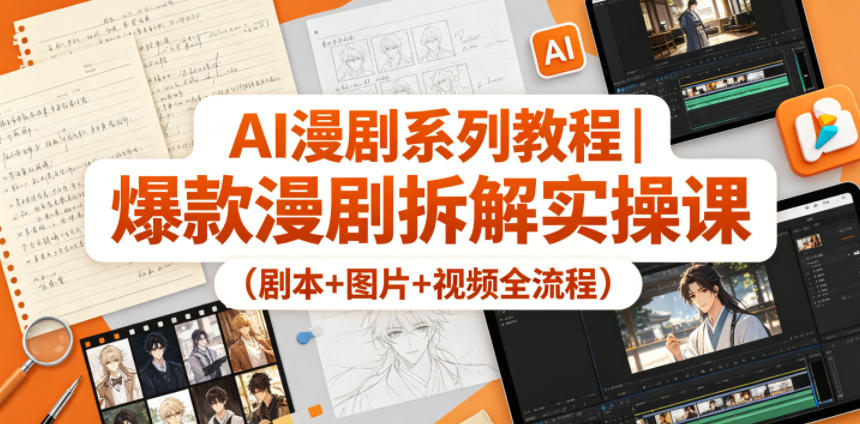 AI漫剧系列教程｜爆款漫剧拆解实操课（剧本+图片+视频全流程）-海之城短剧项目