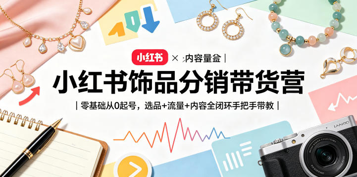 小红书饰品分销带货营｜零基础从0起号，选品+流量+内容全闭环手把手带教-海之城短剧项目