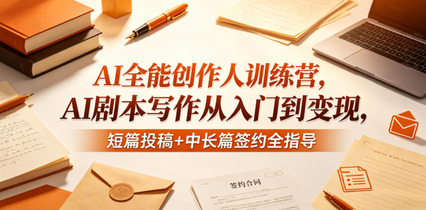 AI全能创作人训练营，AI剧本写作从入门到变现，短篇投稿+中长篇签约全指导-海之城短剧项目