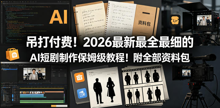 吊打付费！2026最新最全最细的AI短剧制作保姆级教程！附全部资料包-海之城短剧项目