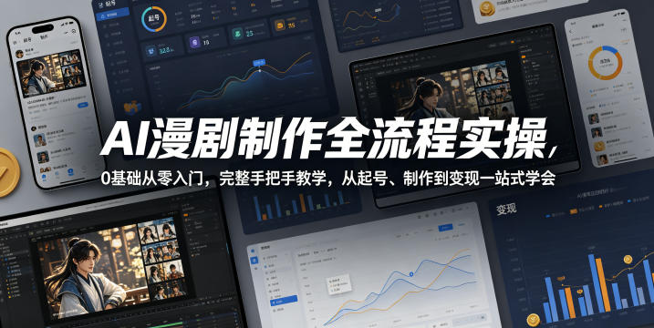 AI漫剧制作全流程实操，0基础从零入门，完整手把手教学，从起号、制作到变现一站式学会-海之城短剧项目