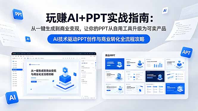 玩赚AI+PPT实战指南-更新5月13：从一键生成到商业变现，让你的PPT从自用工具升级为可卖产品-海之城短剧项目