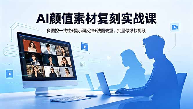 AI颜值素材复刻实战课，多图控一致性+提示词反推+洗图去重，批量做爆款视频-海之城短剧项目