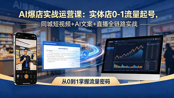 AI爆店实战运营课：实体店0-1流量起号，同城短视频+AI文案+直播全链路实战-海之城短剧项目