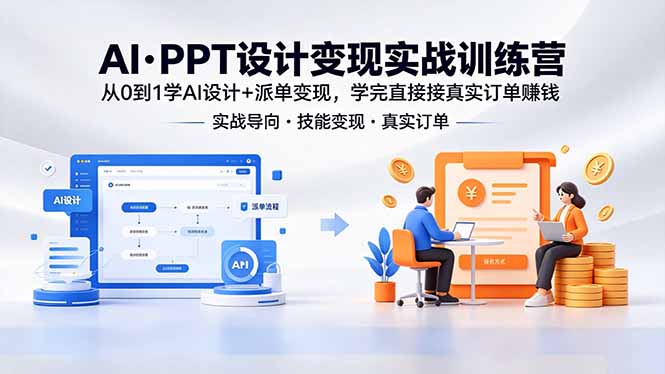 AI·PPT设计变现实战训练营，从0到1学AI设计+派单变现，学完直接接真实订单赚钱-海之城短剧项目