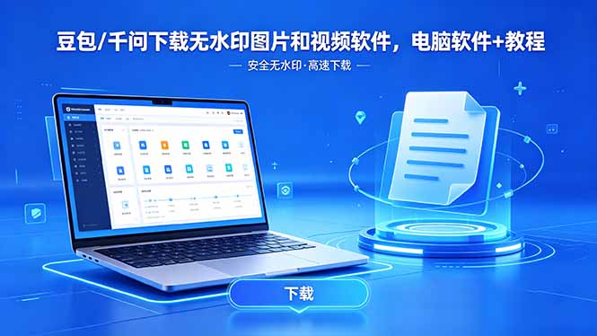 豆包/千问下载无水印图片和视频软件，电脑软件+教程-海之城短剧项目