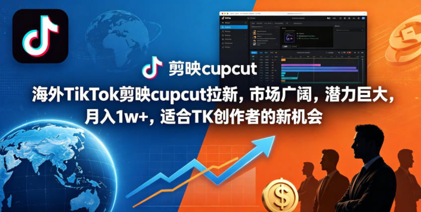 海外TikTok剪映cupcut拉新，市场广阔，潜力巨大，月入1w+，适合TK创作者的新机会-海之城短剧项目