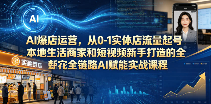 AI爆店运营，从0-1实体店流量起号，本地生活商家和短视频新手打造的全链路AI赋能实战课程-海之城短剧项目