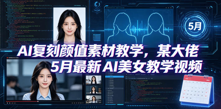 AI复刻颜值素材教学，某大佬5月最新AI美女教学视频，内含4月好物复刻教学-海之城短剧项目