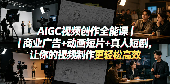 AIGC视频创作全能课｜商业广告+动画短片+真人短剧，让你的视频制作更轻松高效-海之城短剧项目