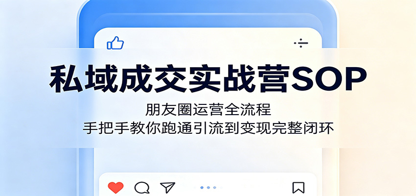 私域成交实战营SOP：朋友圈运营全流程，手把手教你跑通引流到变现完整闭环-海之城短剧项目