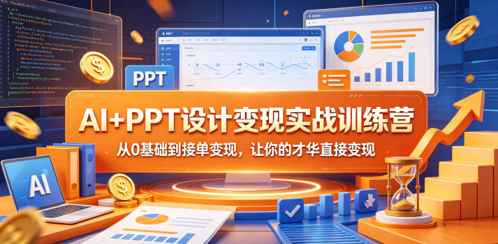 AI+PPT设计变现实战训练营，从0基础到接单变现，让你的才华直接变现-海之城短剧项目