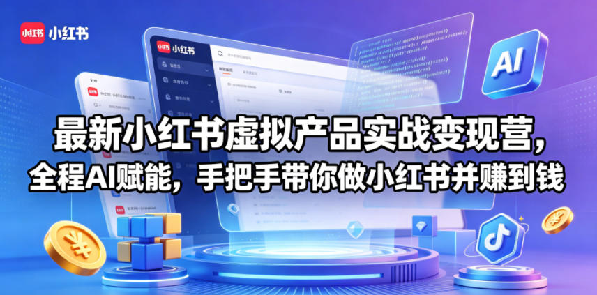 最新小红书虚拟产品实战变现营，全程AI赋能，手把手带你做小红书并赚到钱-海之城短剧项目